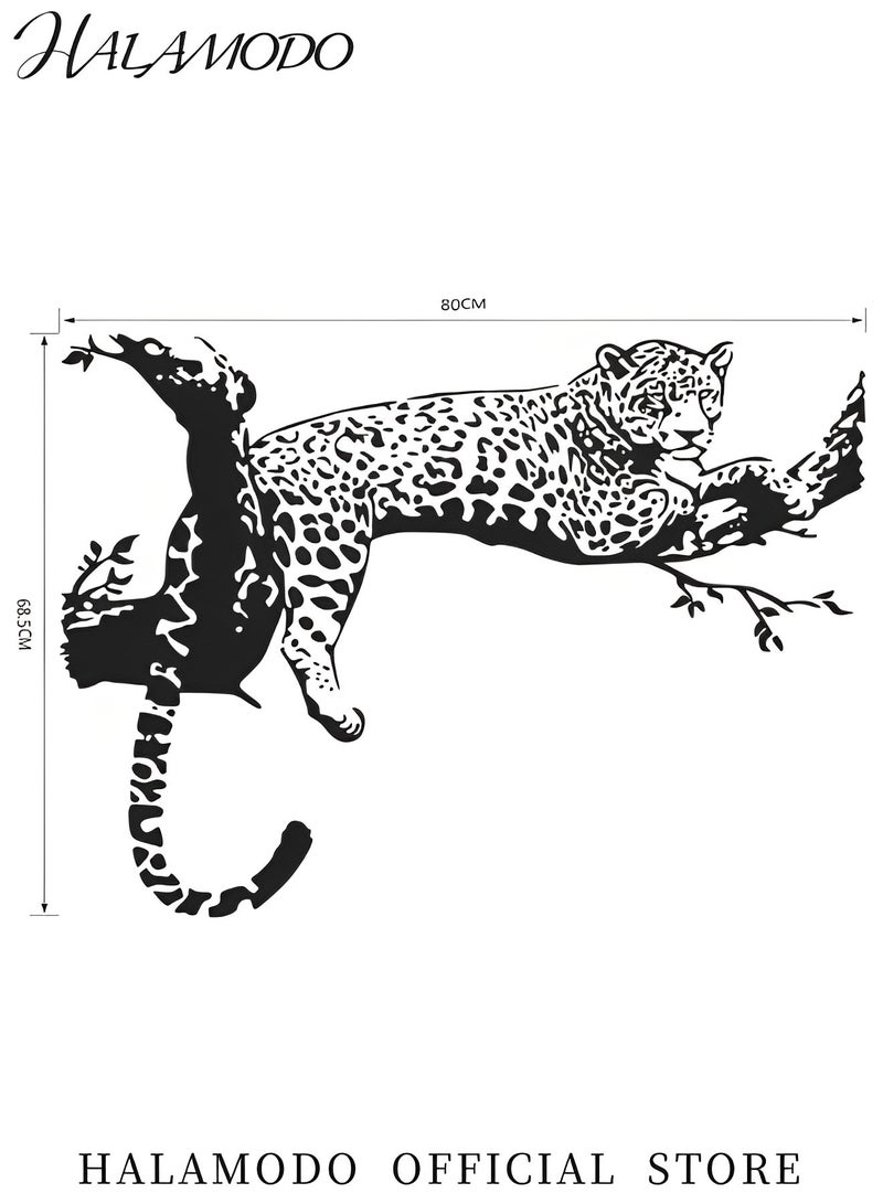 HALAMODO Black African Leopard Wall Decal Removable Mural Wall Stickers Lifelike Large Cool Leopard Animal Wall Stickers PVC Art Decorations Decor for Bedroom Living Room Car Murals - Image 2
