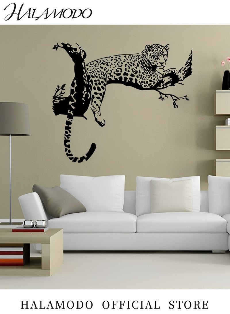 HALAMODO Black African Leopard Wall Decal Removable Mural Wall Stickers Lifelike Large Cool Leopard Animal Wall Stickers PVC Art Decorations Decor for Bedroom Living Room Car Murals - Image 4