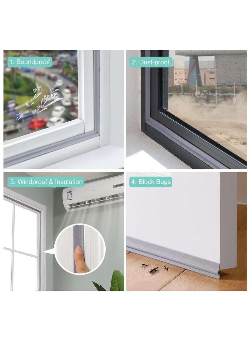 Sweet seven 197 Inch/5M Window Weather Stripping Door Seal Strip Draft Stoppers for Bottom of Doors Self-Adhesive Weather Stripping Window Insulation for Winter Soundproof Anti-Collision  - Image 3