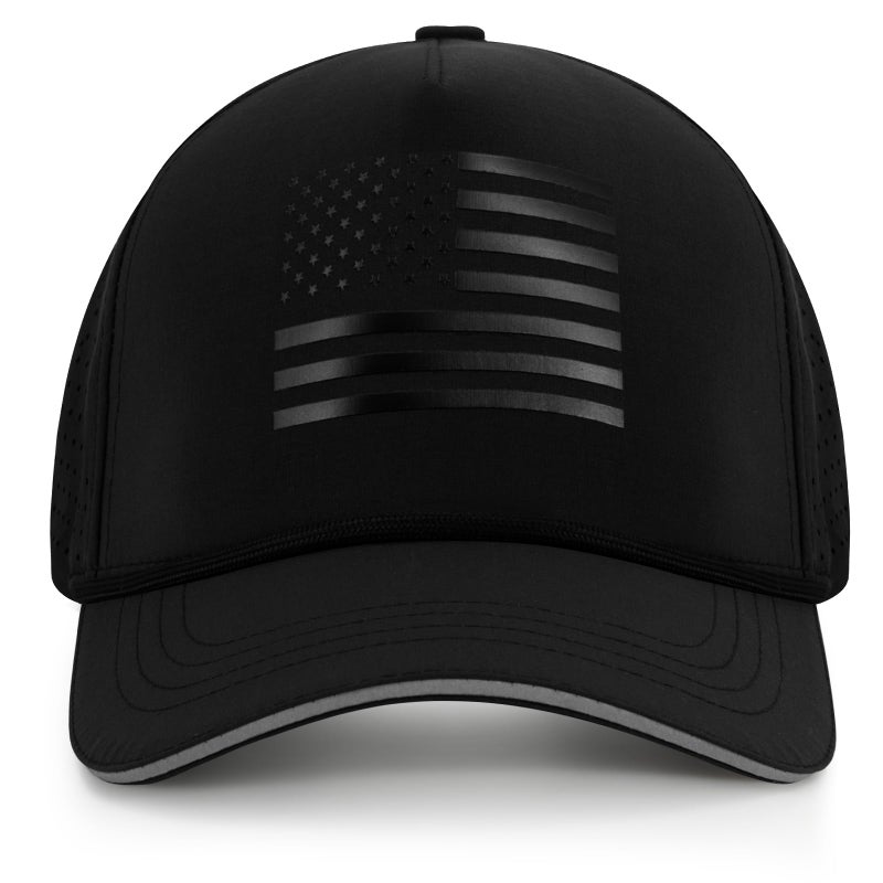 BROMZ Oversize XL XXL XXXL American Flag Trucker Hat, Waterproof Quick Dry Snapback Hats, Large USA Baseball Cap for Men Big Heads, Breathable Mesh Side, Adjustable Fit, Black/Black Flag - Image 5