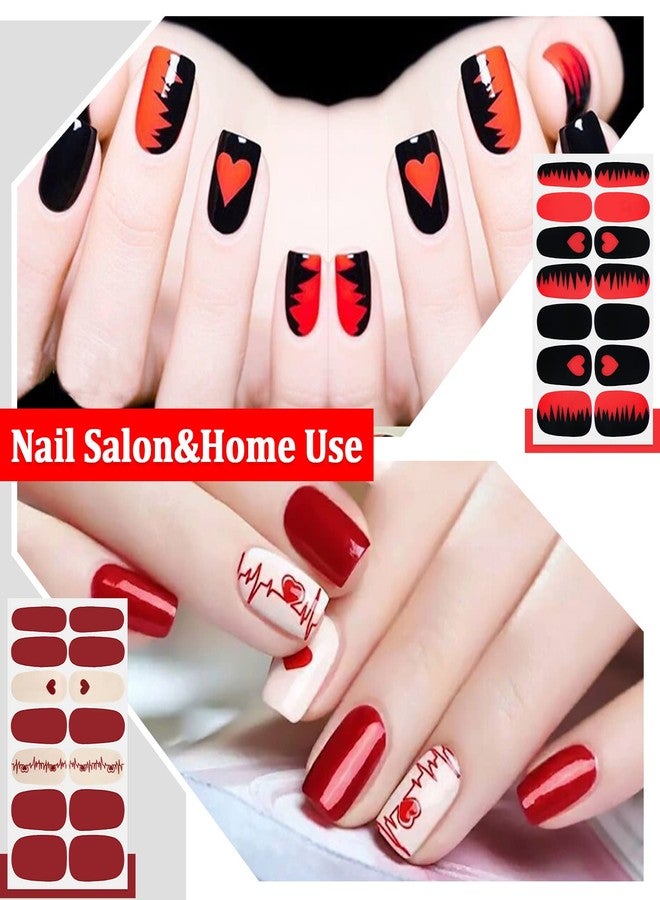 SILPECWEE 20 Sheets Valentine's Day Nail Polish Stickers Decals Nail Wraps for Women Gel Nail Strips Self Adhesive Nail Polish Strips Holiday Manicure Design for Nail Art with 1pc Nail File - Image 3
