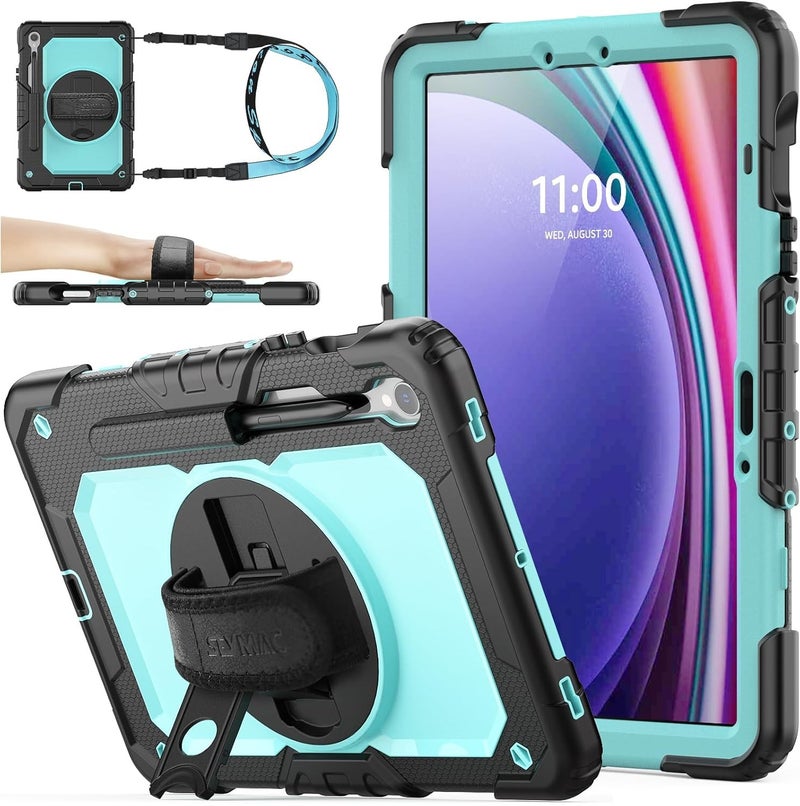 SEYMAC Case for Galaxy Tab S9 Plus /S9 FE Plus/S10 Plus 12.4'', with Screen Protector Pencil Holder [360 Rotating Hand Strap] &Stand, Drop-Proof, Yellowish+Pink - Image 1