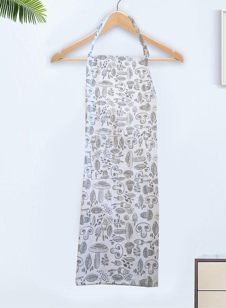 BYFT Orchard Kitchen Apron- with Mushrooms ( Grey ) - Image 1