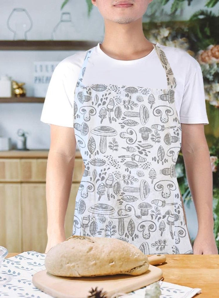 BYFT Orchard Kitchen Apron- with Mushrooms ( Grey ) - Image 3