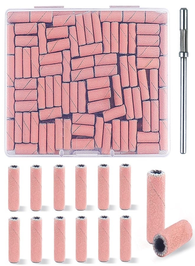 TKYZMS 100 Pcs (240 Grit Pink) Mini Sanding Bands for Nail with 3.1MM Mandrel Nail Drill Bits,Small Sanding Band Nail Extreme Fine Grit Sanding Band,Applicable to Acrylic Nails Gel Manicure - Image 1