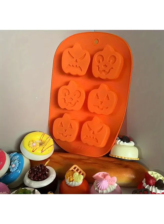 Orange Pumpkin Halloween Silicone Baking Mold Nonstick Surface Cake Pan - Image 1