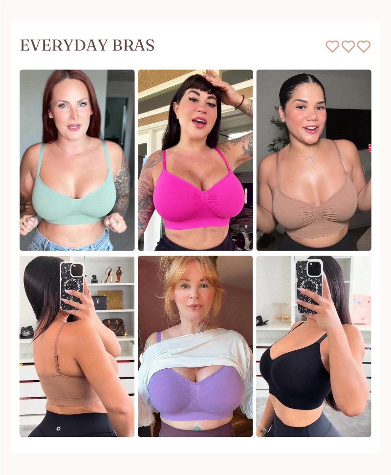 FeelinGirl Bras for Women No Underwire Push Up Full Coverage Wireless Comfortable Bralettes Beige Large - Image 5