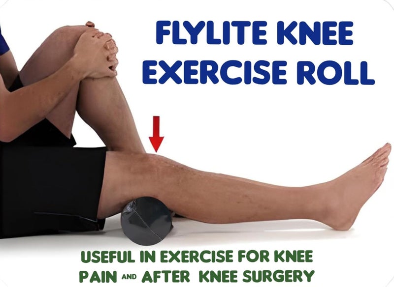 FLY LITE Flylite Knee Exercise Roller with FREE Exercise Mat, Knee Support, Deep Tissue Massage Roller for Knee Exercise, Muscles Recovery & Physiotherapy | Home Gym Fitness Equipment for Full Body Relaxation and Flexibility - Image 3