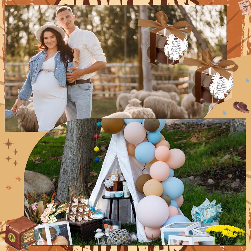 MTLEE 24 Sets Cowboy Baby Shower Favors Small Bubble Candle Baby Shower Favors for Guests Tea Candles Bulk with Stylish Ribbons Cards Gifts Party Decorations - Image 5
