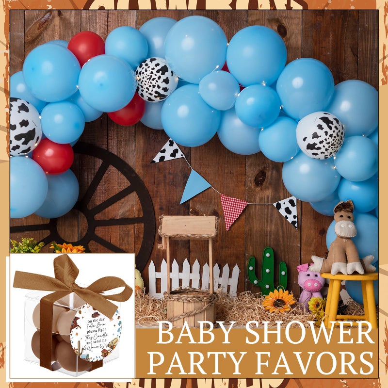 MTLEE 24 Sets Cowboy Baby Shower Favors Small Bubble Candle Baby Shower Favors for Guests Tea Candles Bulk with Stylish Ribbons Cards Gifts Party Decorations - Image 3