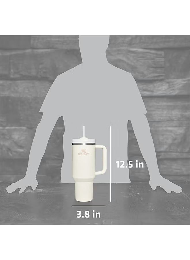Stanley - Quencher H2.0 FlowState Stainless Steel Vacuum Insulated Tumbler with Lid and Straw for Water, Iced Tea or Coffee, Smoothie and More Cream White Stainless Steel 40 oz 32x15x 10cm - Image 1