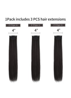 Thick Long Straight 3Pcs Set Clip In On Hair Extensions For Women Girls (24 Inch (Pack Of 3), Black Brown Straight) - pzsku/ZCA184DAF2BD400029709Z/45/_/1721558250/4400094f-7b0a-4377-83ab-86d6a76d8d6d