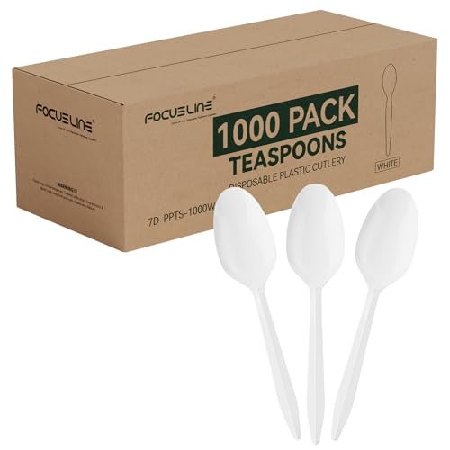 FOCUSLINE 1000 Pack Plastic Teaspoons White Disposable Spoons Bulk Heat Resistant Disposable Spoons for Take out Restaurants Family Gatherings Outdoor Activities - Image 2