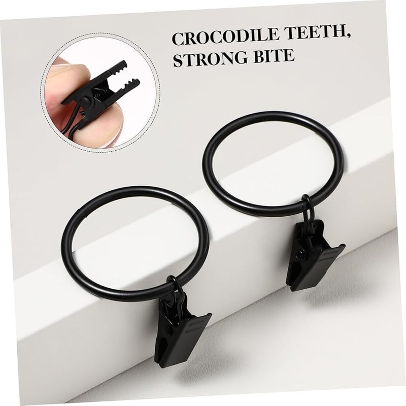 Unomor Heavy Duty Curtain Rod Ring Clips With Hooks 50Pcs Black For Shower And Window Curtains - Image 5