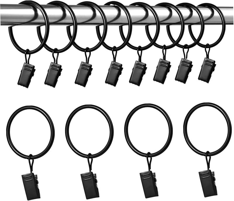 Unomor Heavy Duty Curtain Rod Ring Clips With Hooks 50Pcs Black For Shower And Window Curtains - Image 2