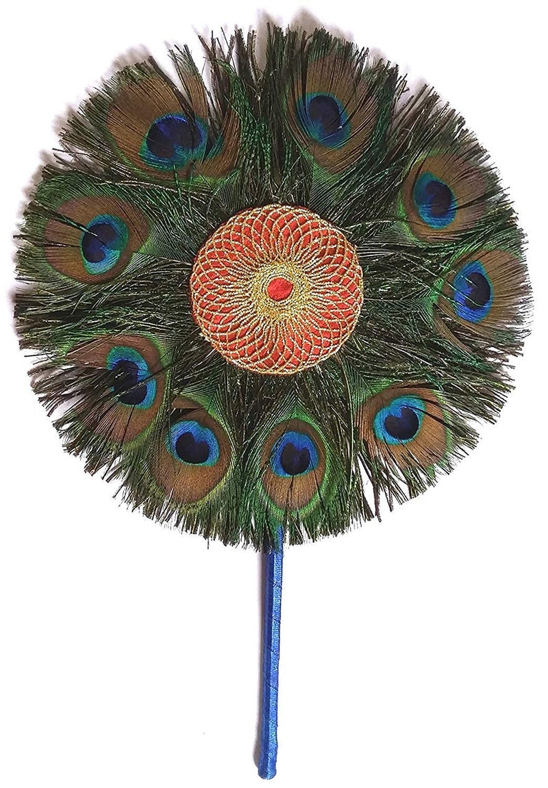 PARNAIRA PARNAIRA Natural Peacock Feather More Pankh Fan Tails Original Full Length Laddu Gopal Handmade Morpankh Peacock Feather Dress Pack of 1 - Image 1