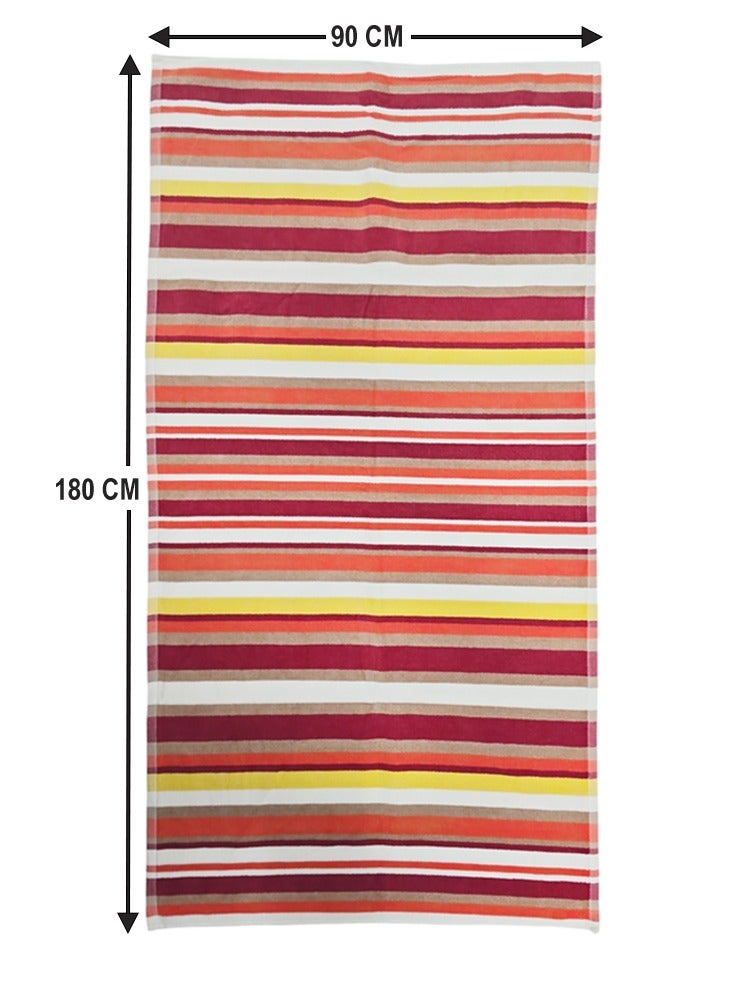 كاسينو Kassino Premium Striped Oversized Beach Towels (90 x 180cm) - 100% Cotton, Soft & Quick-Dry, Double Stitched for Durability, Perfect towels for Beach and Pool (1PC) (1, Orange Stripes) - Image 3