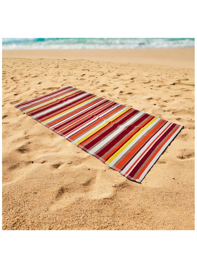 كاسينو Kassino Premium Striped Oversized Beach Towels (90 x 180cm) - 100% Cotton, Soft & Quick-Dry, Double Stitched for Durability, Perfect towels for Beach and Pool (1PC) (1, Orange Stripes) - Image 4