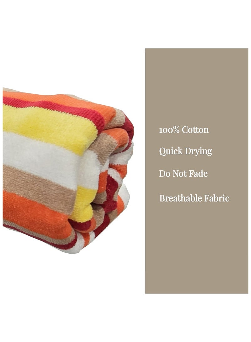 كاسينو Kassino Premium Striped Oversized Beach Towels (90 x 180cm) - 100% Cotton, Soft & Quick-Dry, Double Stitched for Durability, Perfect towels for Beach and Pool (1PC) (1, Orange Stripes) - Image 5