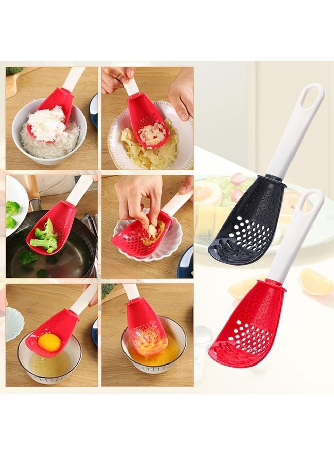 هومستر قطعتان 6 قطع في ملعقة طهي متعددة الوظائف في المطبخ، ملعقة سيليكون ملعقة ملعقة من السليكون مقاوم لدرجة الحرارة، ملعقة كولاندر للطهي، التصريف، القش، الشواء، الفصل (أحمر) - Image 4