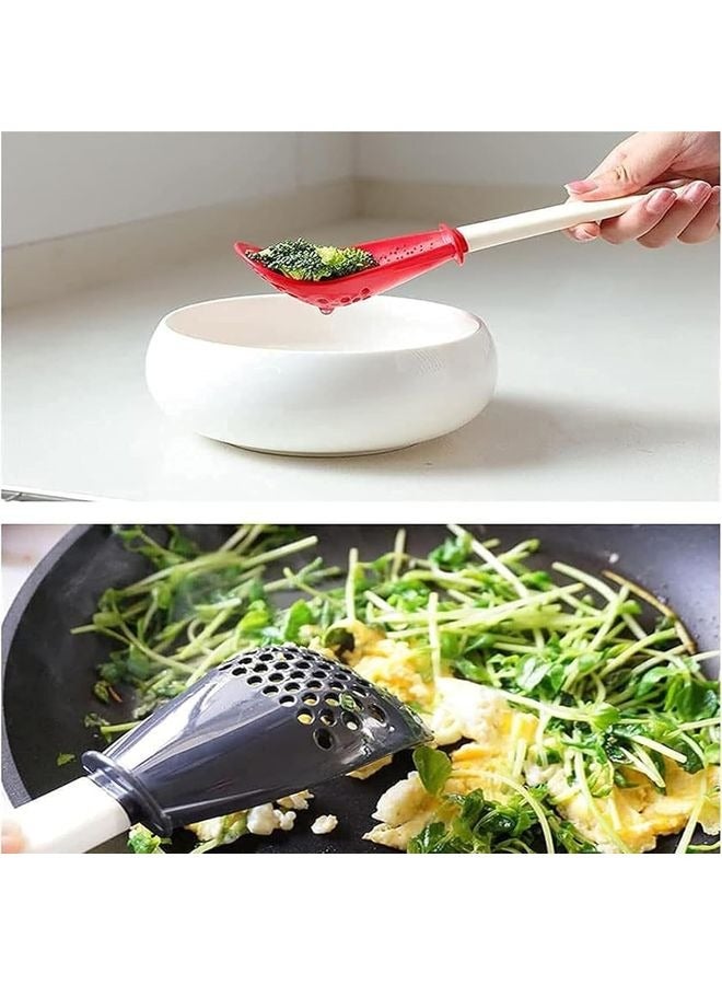 هومستر قطعتان 6 قطع في ملعقة طهي متعددة الوظائف في المطبخ، ملعقة سيليكون ملعقة ملعقة من السليكون مقاوم لدرجة الحرارة، ملعقة كولاندر للطهي، التصريف، القش، الشواء، الفصل (أحمر) - Image 5