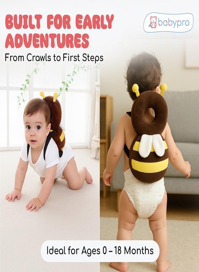 Ess Cubes Enterprise Baby Head Guard Safety Protector Cushion Plush Soft Toy Early Learning Toy Crawling Walking Running Toddler Fall Protection Baby Protector Child Adjustable Shoulder Strap Backpack (Brown, Bee) - Image 5