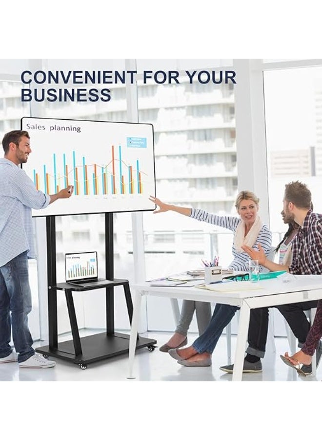 Rolling TV Stand for 32-75 Inch Screens - Heavy-Duty Mobile Cart with Lockable Wheels & Height Adjustment, Supports up to 100lbs - Image 2