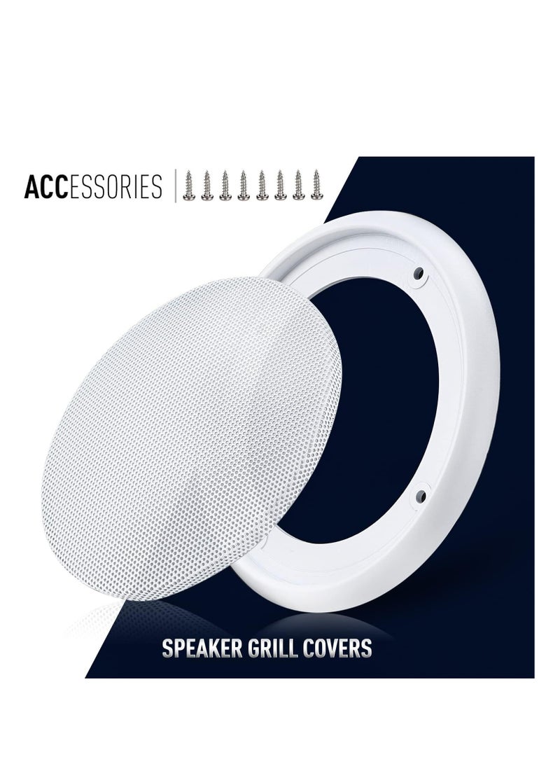 أغطية شبكية لمكبر صوت سقف مقاس 6.5 بوصة، شبكة مكبر صوت تجارية دائرية بيضاء لمكبر صوت مقاس 6.5 بوصة، حلقة زخرفية لمكبر الصوت، جزء ملحق لمكبر الصوت DIY مع 8 براغي تثبيت (قطعتان) - Image 3