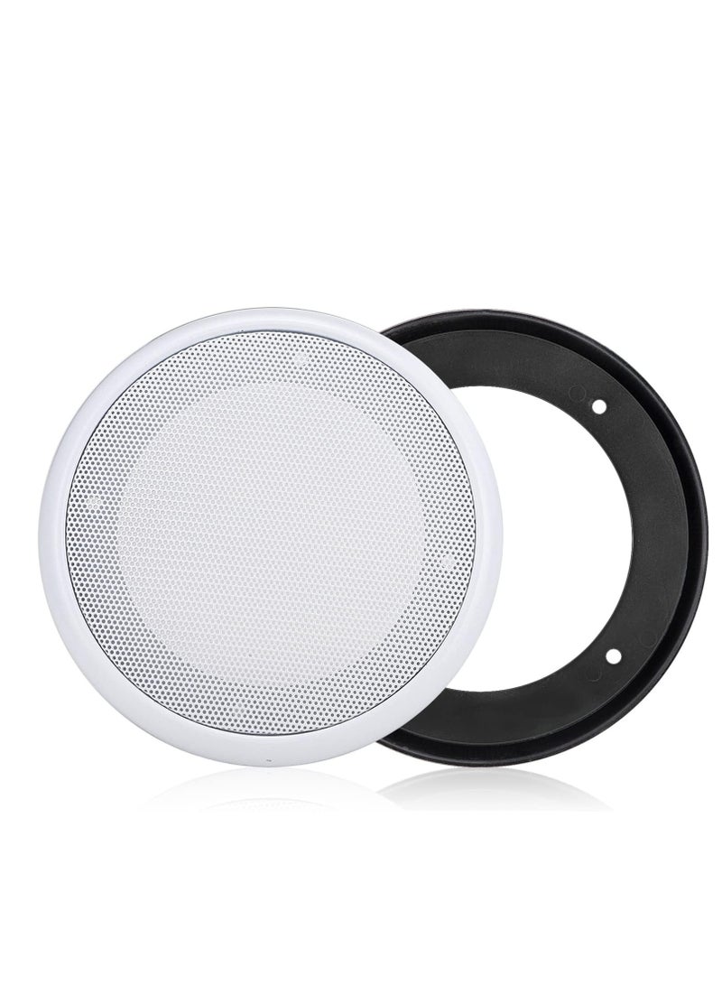 أغطية شبكية لمكبر صوت سقف مقاس 6.5 بوصة، شبكة مكبر صوت تجارية دائرية بيضاء لمكبر صوت مقاس 6.5 بوصة، حلقة زخرفية لمكبر الصوت، جزء ملحق لمكبر الصوت DIY مع 8 براغي تثبيت (قطعتان) - Image 2