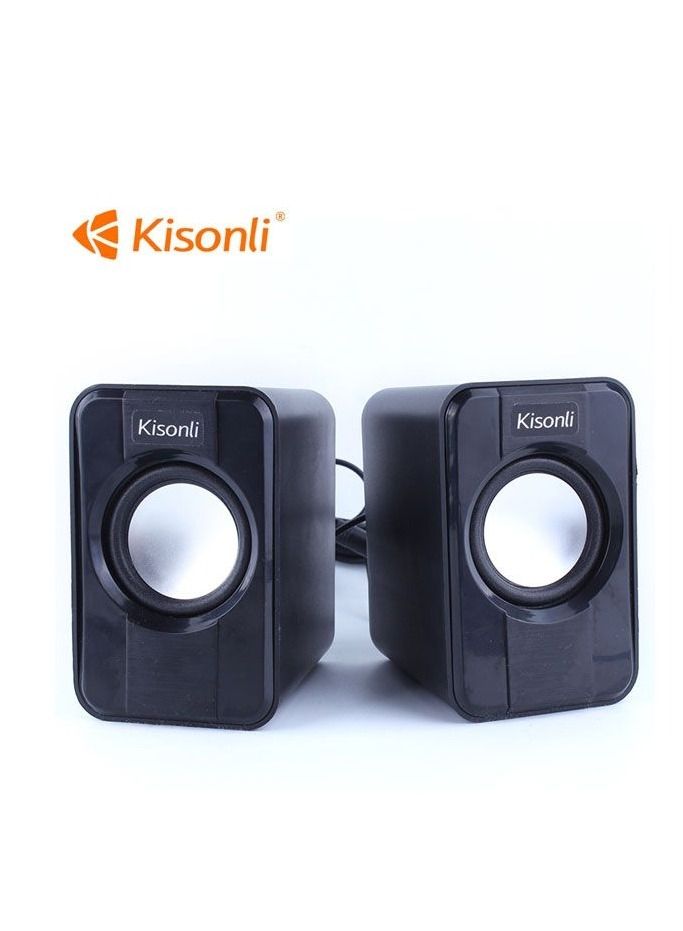 KISONLI S-444 WIRED MINI COMPUTER SPEAKERS USB 2.0 PC SPEAKERS FOR LAPTOP DESKTOP PHONE 6W BLACK - Image 2