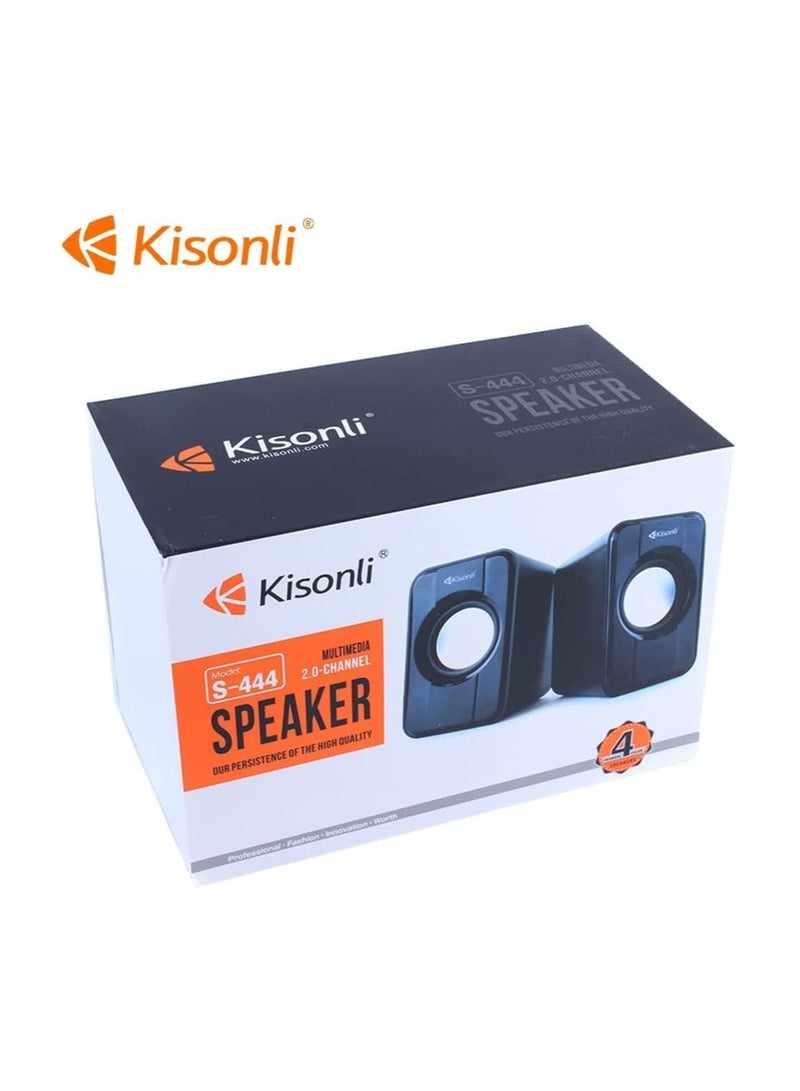 KISONLI S-444 WIRED MINI COMPUTER SPEAKERS USB 2.0 PC SPEAKERS FOR LAPTOP DESKTOP PHONE 6W BLACK - Image 3
