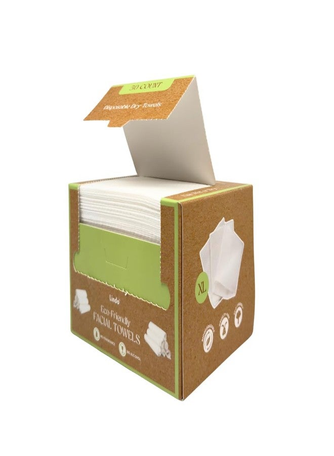 Lindo Disposable Dry Facial Towels, XL, for Sensitive Skin, Face Washing and Makeup Removal, Eco-Friendly (50 Count, XL - Image 1