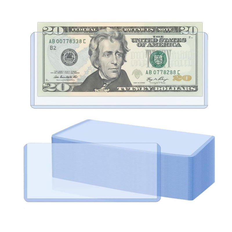 Ofiswadi 33 Pack Dollar Bill Sleeves, 6.8 x 2.9 Inch Hard Plastic Currency Sleeves with Top-Loading Design, Waterproof Money Protectors for Bill Storage and Display - Image 1