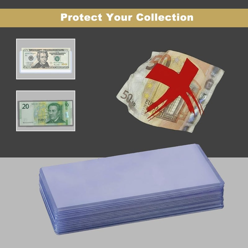 Ofiswadi 33 Pack Dollar Bill Sleeves, 6.8 x 2.9 Inch Hard Plastic Currency Sleeves with Top-Loading Design, Waterproof Money Protectors for Bill Storage and Display - Image 3