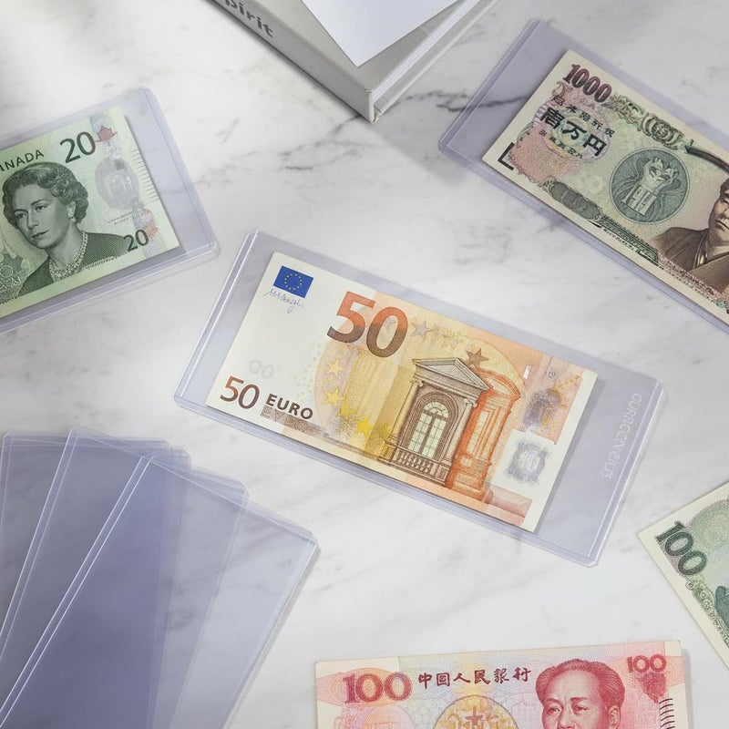 Ofiswadi 33 Pack Dollar Bill Sleeves, 6.8 x 2.9 Inch Hard Plastic Currency Sleeves with Top-Loading Design, Waterproof Money Protectors for Bill Storage and Display - Image 5