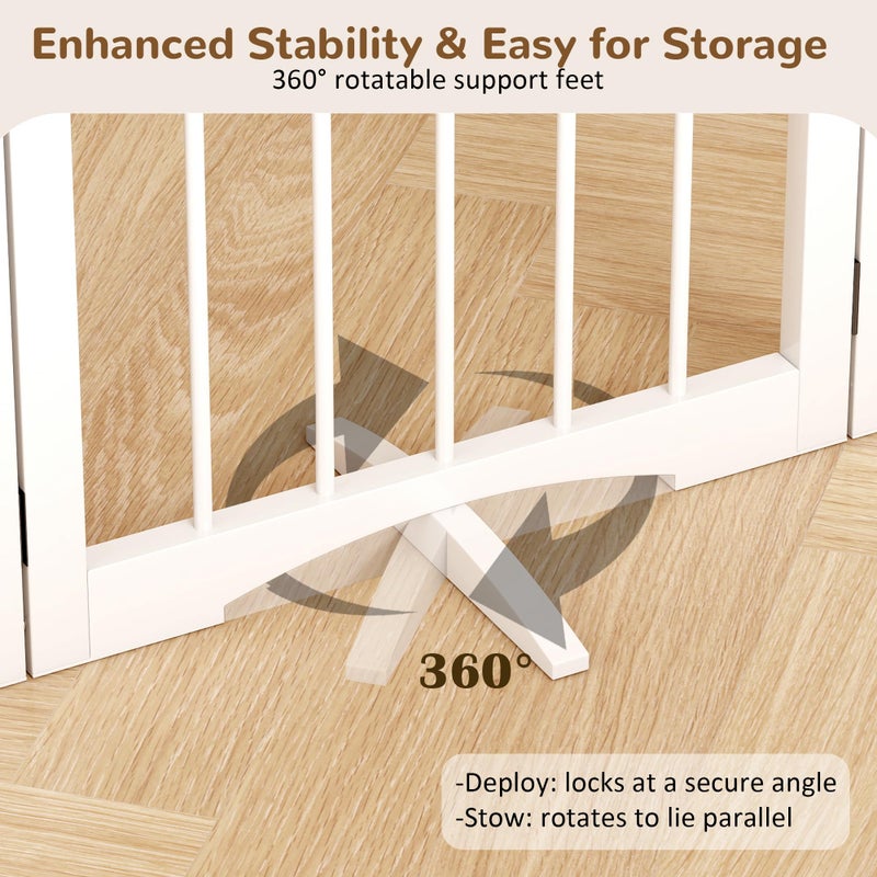 Cideny Free Standing Dog Gate Indoor, Foldable Dog Gate for Doorways Stairs Hallways, 3-Panel Freestanding Pet Gate with Support Feet for Stability, Folding Puppy Gate Easy to Move, Doggy Gate 54"x24" - Image 3
