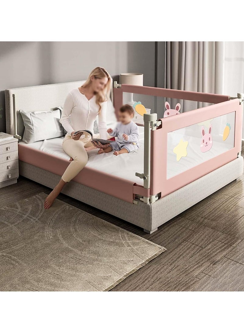 AUTOYSUR Bed Rail for Toddlers,Bed Guard Fence Baby Bedrail Guard,Adjustable Swing Down Bed Rail, Collapsible Safety Bed Barrier for Kids Pink - Image 2