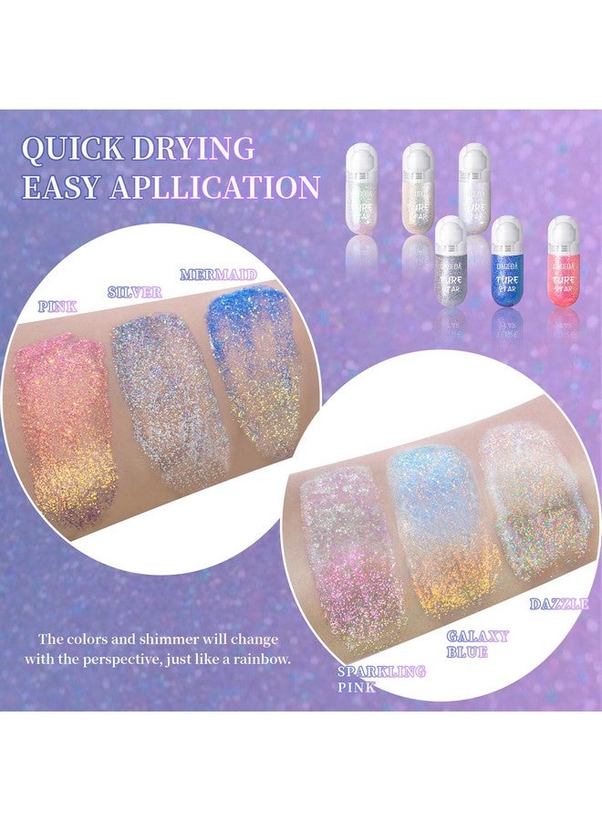 DAGEDA 2Colors Rollon Body Glitter Gel For Body Hair Face Holographic Glitter Makeup For Rave Accessories Body Shimmer Hair Glitter Gel For Halloween Makeup(Galaxy Blue+Sparkling Pink) - Image 4