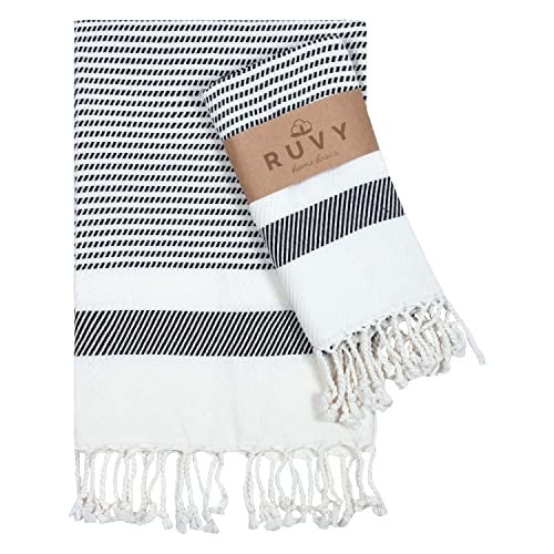 Ruvy Home Basics Turkish Hand Towels for Bathroom Set of 2  18x40 Cotton  Decorative Towel for Bathroom Kitchen Dishcloth Tea Yoga Face Gym  Black