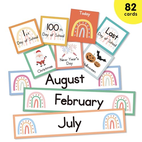 Eamay Rainbow Colorful Calendar Pocket Chart for Kids,Preschool Kindergarten Classroom Elementary Must Haves,Classroom Decorations Decor,Homeschool Teacher Supplies,Back to School Supplies - Image 3