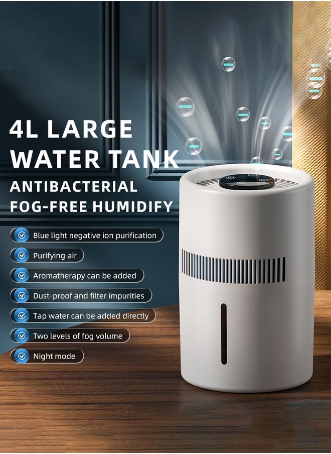Joshberg Humidifier for Bedroom,4L Humidifiers for Baby Nursery & Plants Indoor, Purification filter & Blue Light Negative ion ,Mist Level Control,Quiet Sleep Mode,Essential Oil Diffuser,Lower Noise,White  - Image 1