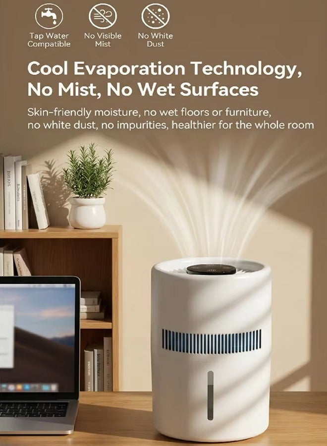 جوشبيرغ مرطب هواء لغرف النوم سعة 4 لتر يملأ من الأعلى ويطلق ضباب بارد، مزود بفلتر تنقية وضوء أزرق للأيونات السالبة، تحكم بمستوى الضباب، وضع نوم هادئ بضجيج منخفض، جهاز مزدوج الوظائف 2 في 1 يعمل كمرطب هواء وناشر زيت عطري، مناسب للمنازل والأطفال وغرف الأطفال والنباتات، اللون أبيض - Image 2