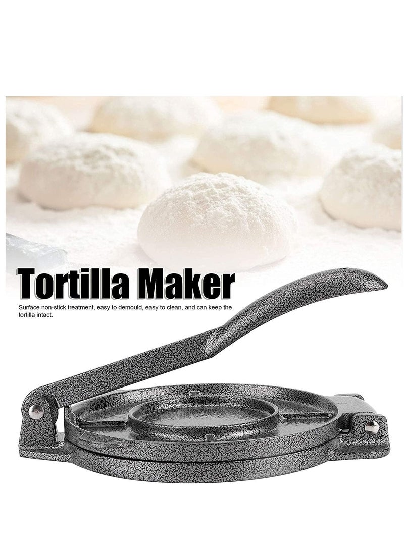 Generic - Tortilla Press, Cast Iron Roti Tortillas Maker Dough Pressing Machine with Foldable Handle for Home Kitchen Black - Image 1