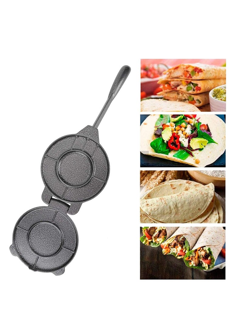 Generic - Tortilla Press, Cast Iron Roti Tortillas Maker Dough Pressing Machine with Foldable Handle for Home Kitchen Black - Image 1