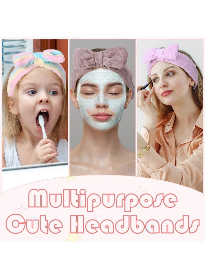 Yinder 40 Pack Bow Spa Headband Coral Fleece Makeup Headband Soft Face Wash Headband Cosmetic Skin Care Headbands Facial Head Wraps Cute Bow Head Bands for Women Girls Shower Supplies (Various Style) - Image 3