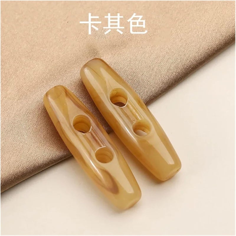 200Pcs/lot 31/39mm Wholesales Multi-Color Pearl Acrylic Horn Buttons Children's Sweaters Coat Oval N158(Khaki,L 39mm) - Image 2
