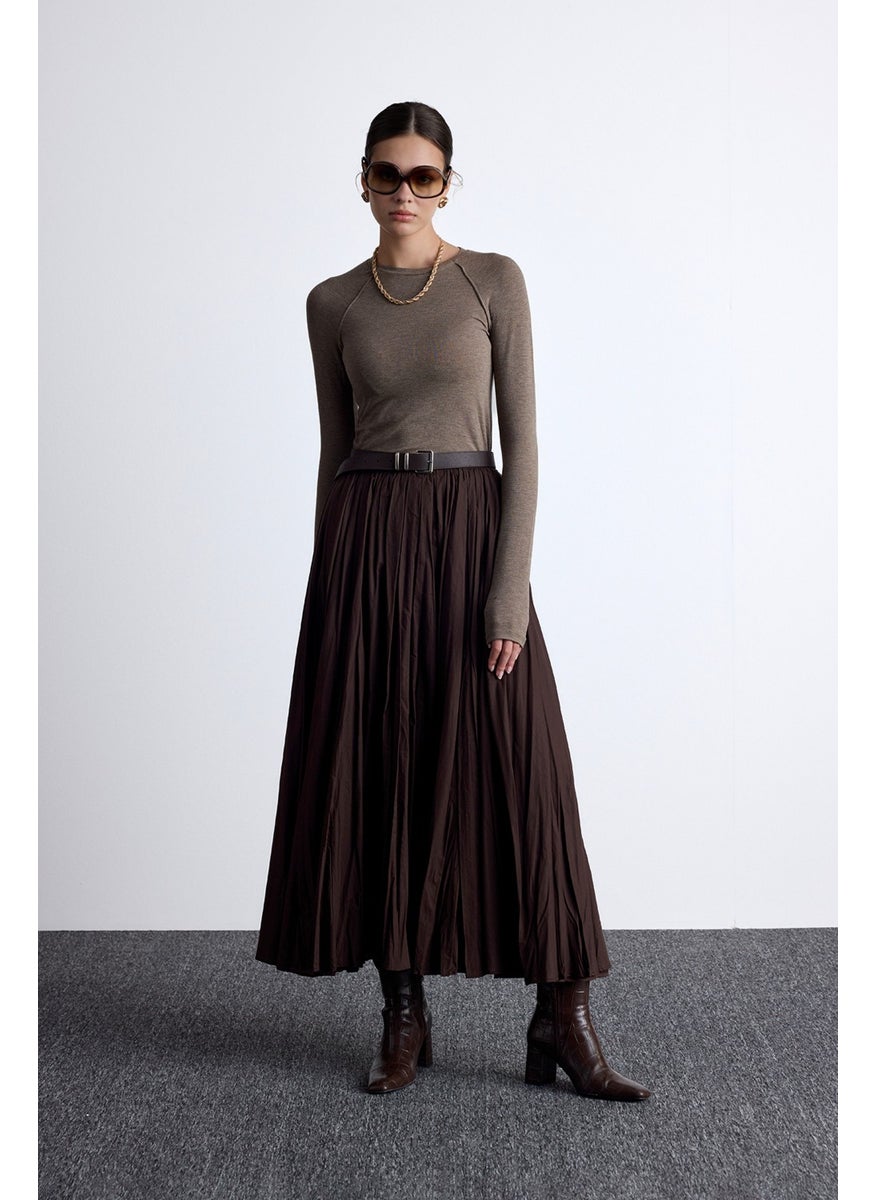 Manuka Pleated Maxi Skirt Bitter Brown  - Image 1