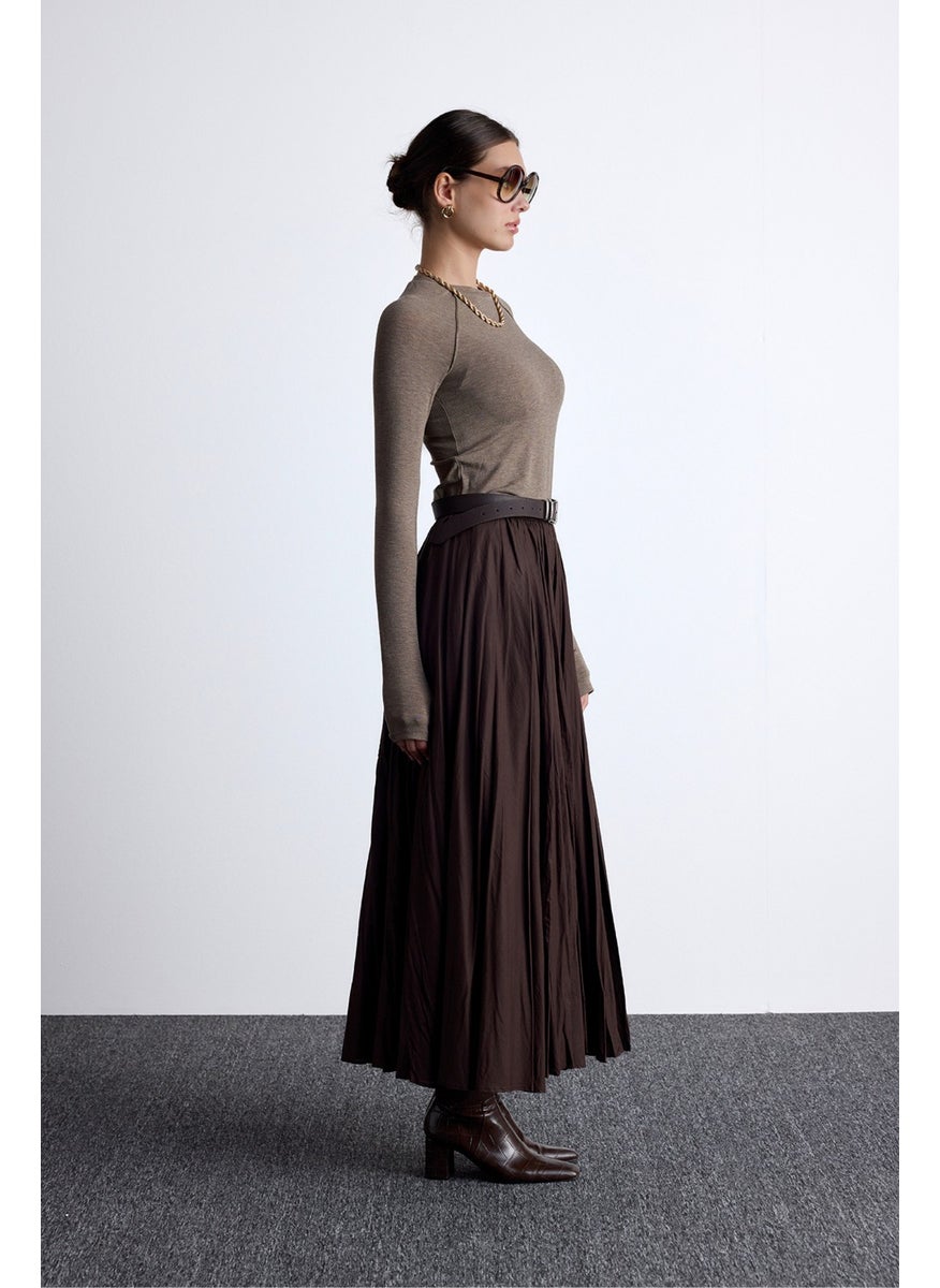 Manuka Pleated Maxi Skirt Bitter Brown  - Image 3