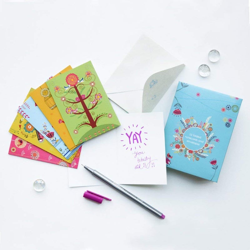 DOODLE Treasure Trove Set of 12 Thank you Notecards with Envelope (4.25 X 3 Inches, 6 Unique designs into 2 each with envelopes), Greeting Card - Image 1