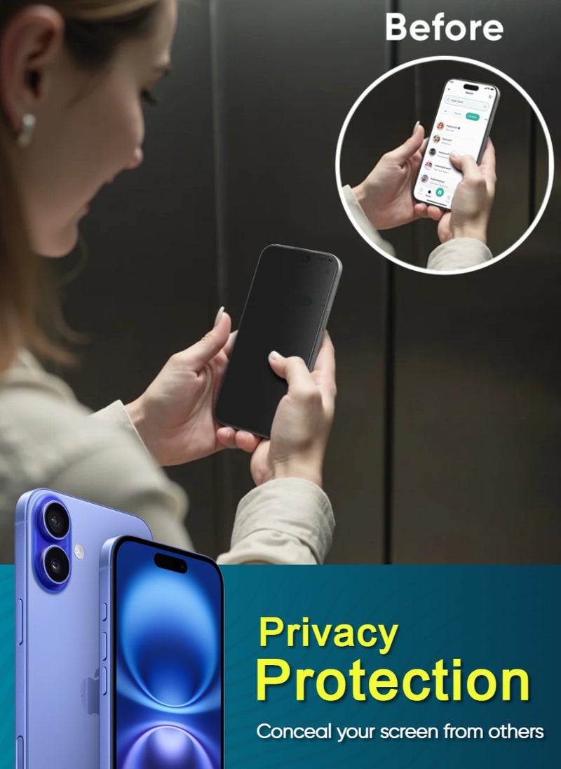 ESD 3 Pieces Tempered Dustproof Privacy Glass Screen Protector Compatible For iPhone 16 - Image 2